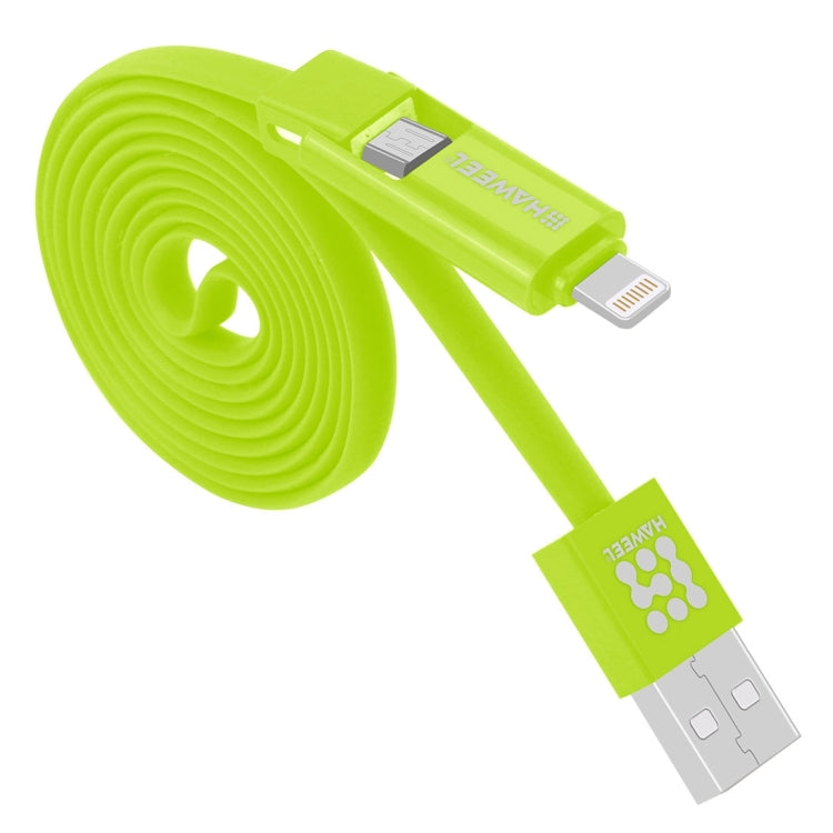 HAWEEL 1m 2 in 1 Micro USB & 8 Pin to USB Data Sync Charge Cable, 2 in 1 Cable in two connectors