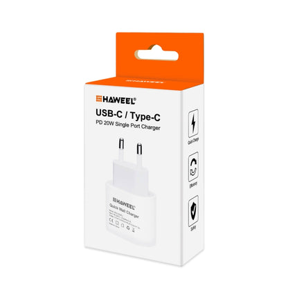 HAWEEL PD 20W Single USB-C / Type-C Interface QC Travel Charger, Support Full QC Protocol, EU Plug