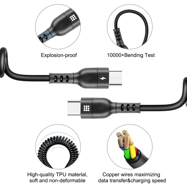 HAWEEL 2m 5A USB-C / Type-C to USB-C / Type-C Retractable Coiled PD Fast Charging Cable����������...