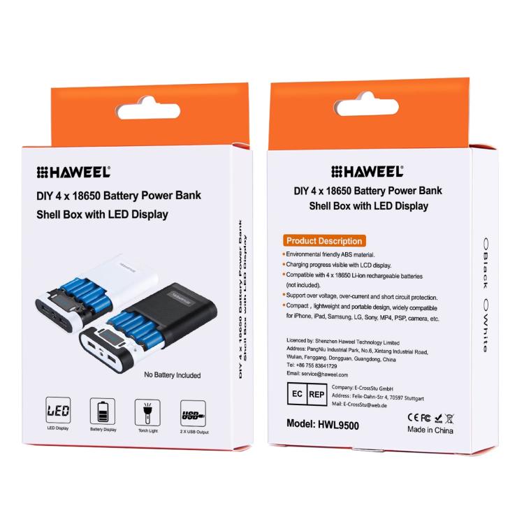 HAWEEL DIY 4 x 18650 Battery (Not Included) Shell Box