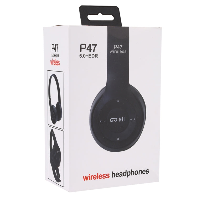 P47 Foldable Wireless Bluetooth Headphone with 3.5mm Audio Jack, Support MP3 / Call, P47 Black���...