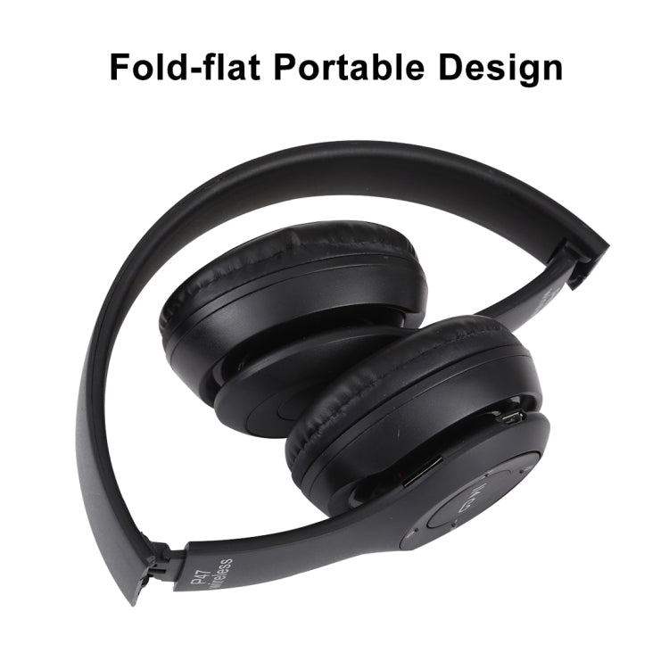 P47 Foldable Wireless Bluetooth Headphone with 3.5mm Audio Jack, Support MP3 / Call, P47 Black���...