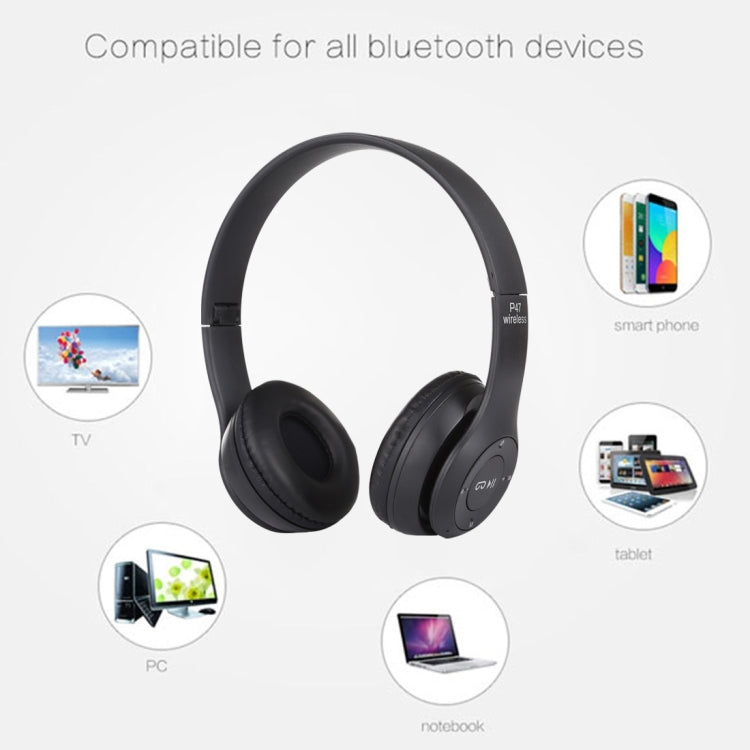 P47 Foldable Wireless Bluetooth Headphone with 3.5mm Audio Jack, Support MP3 / Call, P47 Black���...
