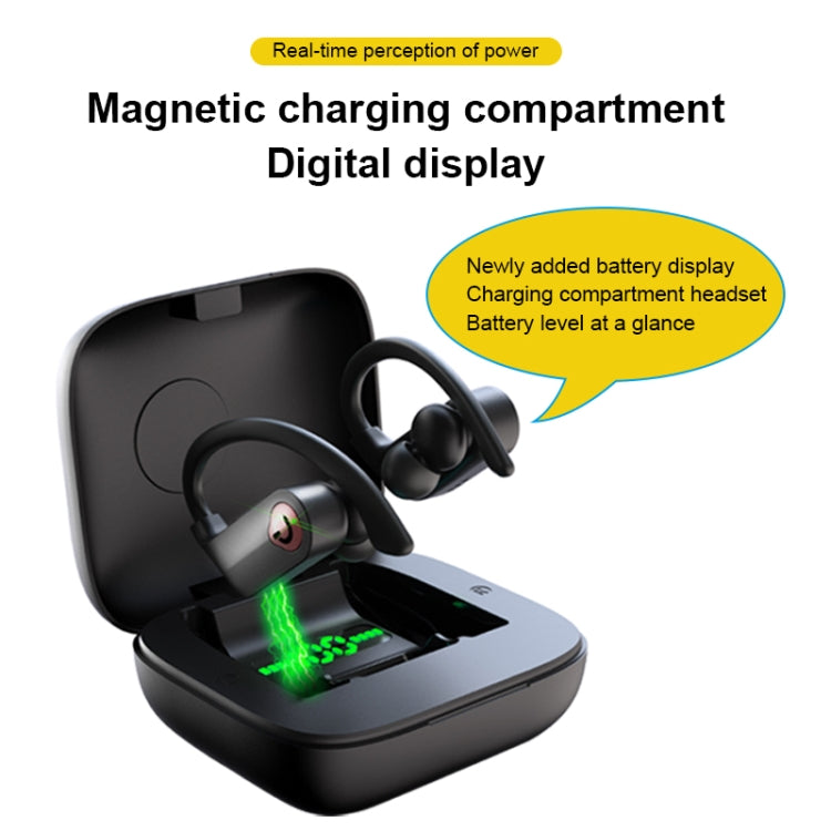 Q83 Wireless Ear-mounted Sports Bluetooth Earphone with Charging Box, Supports Three-screen LED P...