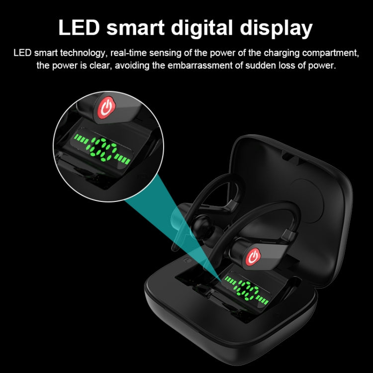 Q83 Wireless Ear-mounted Sports Bluetooth Earphone with Charging Box, Supports Three-screen LED P...