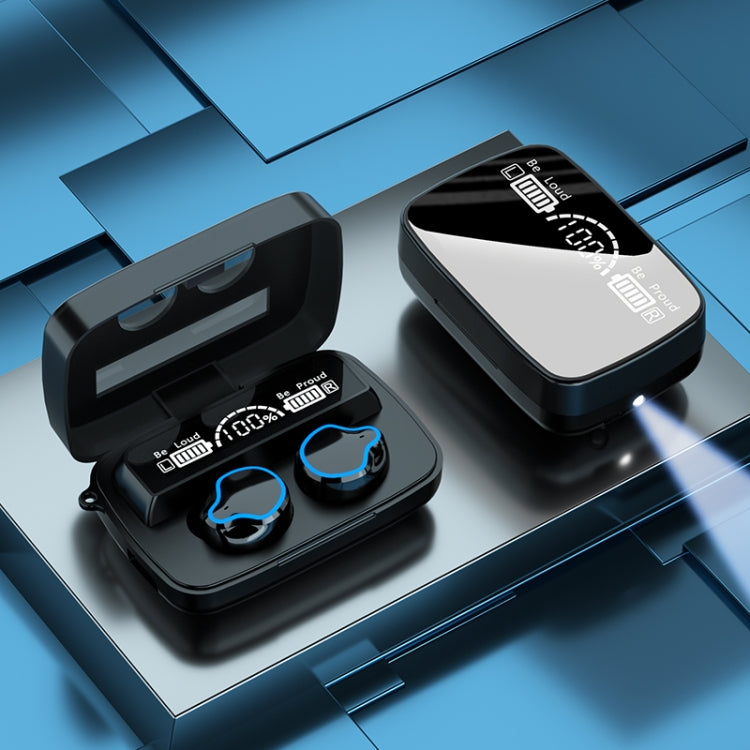 M9 Bluetooth 5.1 TWS Mirror Digital Display Wireless Bluetooth Earphone with Charging Box Flashli...
