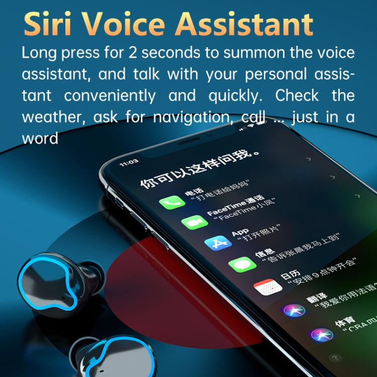 M9 Bluetooth 5.1 TWS Mirror Digital Display Wireless Bluetooth Earphone with Charging Box Flashli...