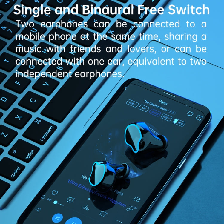 M9 Bluetooth 5.1 TWS Mirror Digital Display Wireless Bluetooth Earphone with Charging Box Flashli...