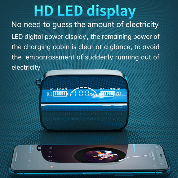 M9 Bluetooth 5.1 TWS Mirror Digital Display Wireless Bluetooth Earphone with Charging Box Flashli...