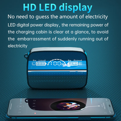 M9 Bluetooth 5.1 TWS Mirror Digital Display Wireless Bluetooth Earphone with Charging Box Flashli...