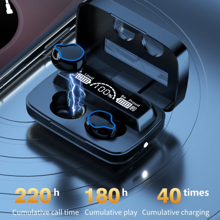 M9 Bluetooth 5.1 TWS Mirror Digital Display Wireless Bluetooth Earphone with Charging Box Flashli...