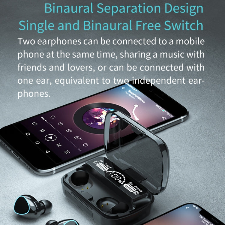 M10 Bluetooth 5.1 TWS Digital Display Wireless Bluetooth Earphone with Charging Box, Support Touc...