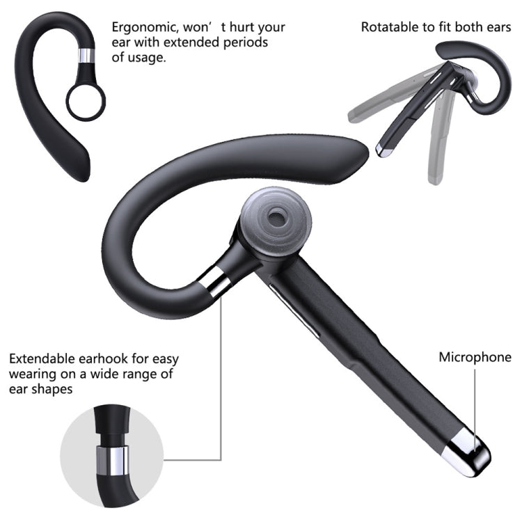 YYK-520 Single Rotatable Earhook Noise Cancelling Wireless Bluetooth Earphone, Specification: Sim...