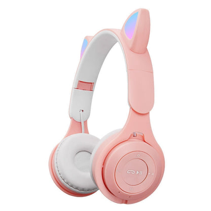 M6 Luminous Cat Ears Two-color Foldable Bluetooth Headset with 3.5mm Jack & TF Card Slot���������...