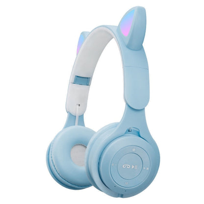 M6 Luminous Cat Ears Two-color Foldable Bluetooth Headset with 3.5mm Jack & TF Card Slot���������...