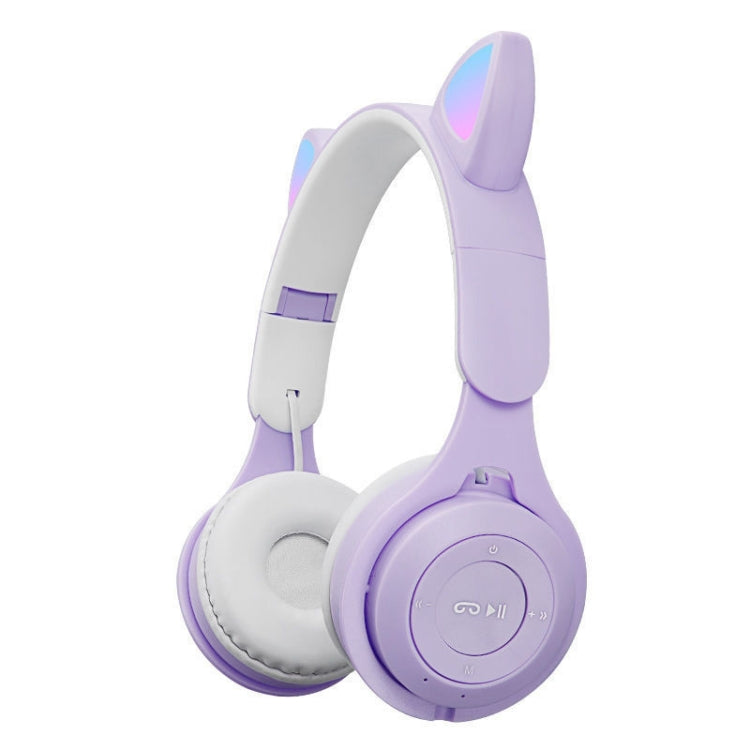 M6 Luminous Cat Ears Two-color Foldable Bluetooth Headset with 3.5mm Jack & TF Card Slot���������...