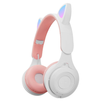 M6 Luminous Cat Ears Two-color Foldable Bluetooth Headset with 3.5mm Jack & TF Card Slot���������...