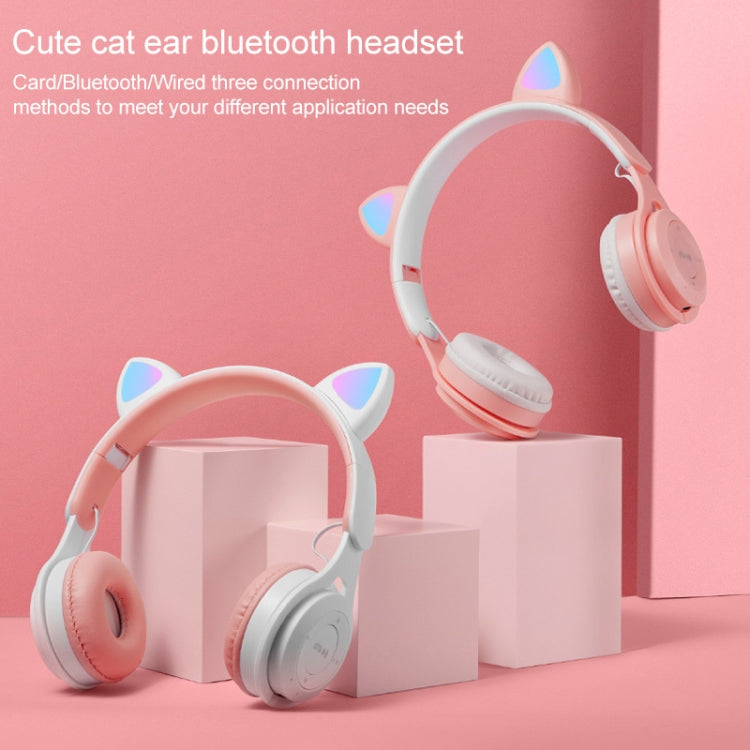M6 Luminous Cat Ears Pure-color Foldable Bluetooth Headset with 3.5mm Jack & TF Card Slot��������...