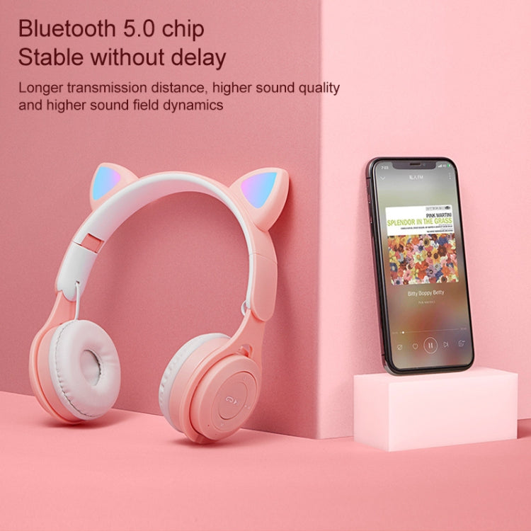 M6 Luminous Cat Ears Pure-color Foldable Bluetooth Headset with 3.5mm Jack & TF Card Slot��������...