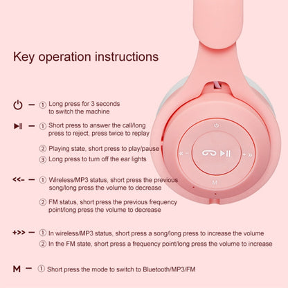 M6 Luminous Cat Ears Pure-color Foldable Bluetooth Headset with 3.5mm Jack & TF Card Slot��������...