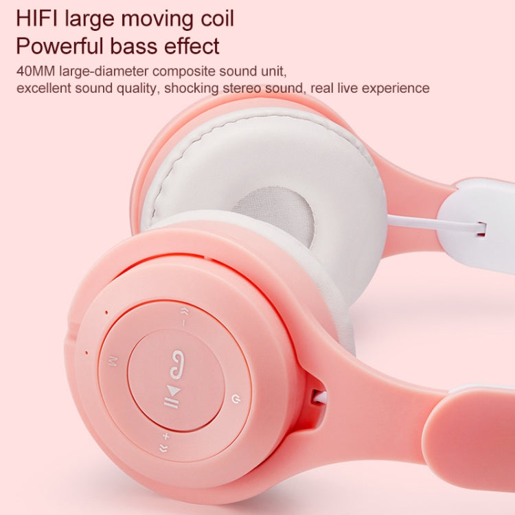 M6 Luminous Cat Ears Pure-color Foldable Bluetooth Headset with 3.5mm Jack & TF Card Slot��������...