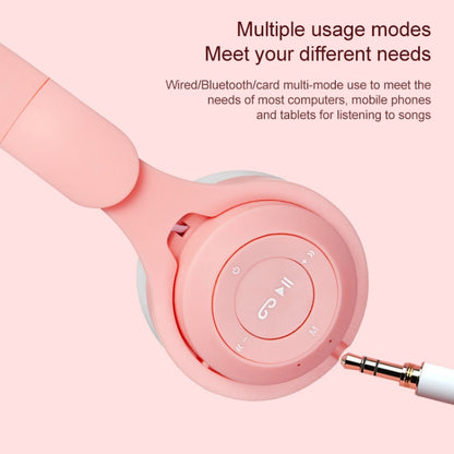 M6 Luminous Cat Ears Pure-color Foldable Bluetooth Headset with 3.5mm Jack & TF Card Slot��������...