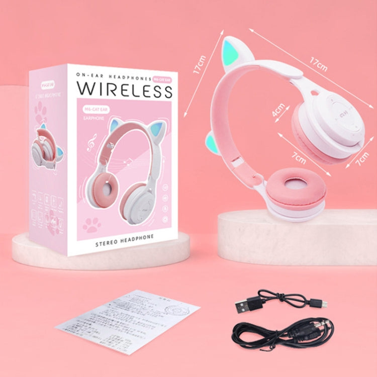M6 Luminous Cat Ears Pure-color Foldable Bluetooth Headset with 3.5mm Jack & TF Card Slot��������...