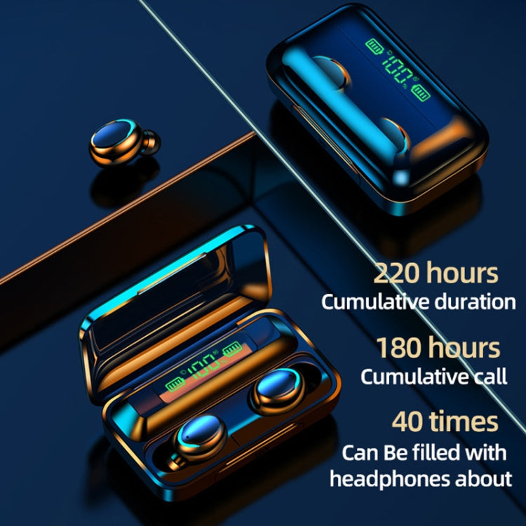 F9-5C LED Light + Digital Display Noise Reduction Bluetooth Earphone(Black), F9-5C LED Light Blac...