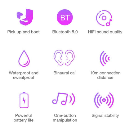 DT-4 IPX Waterproof Bluetooth 5.0 Wireless Bluetooth Earphone with 350mAh Magnetic Charging Box, ...