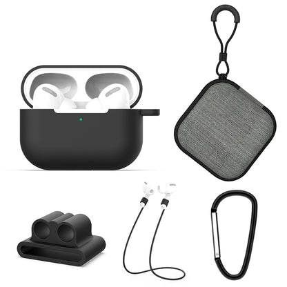 For AirPods Pro 5 in 1 Silicone Earphone Protective Case + Earphone Bag + Earphones Buckle + Hook...