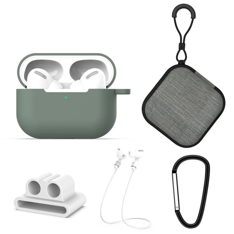 For AirPods Pro 5 in 1 Silicone Earphone Protective Case + Earphone Bag + Earphones Buckle + Hook...
