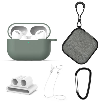 For AirPods Pro 5 in 1 Silicone Earphone Protective Case + Earphone Bag + Earphones Buckle + Hook...