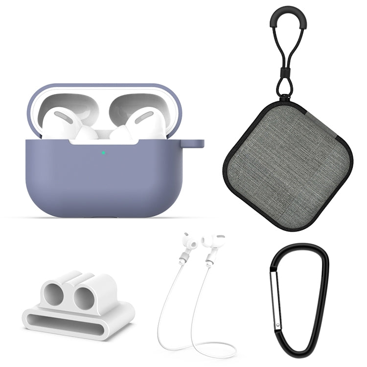 For AirPods Pro 5 in 1 Silicone Earphone Protective Case + Earphone Bag + Earphones Buckle + Hook...