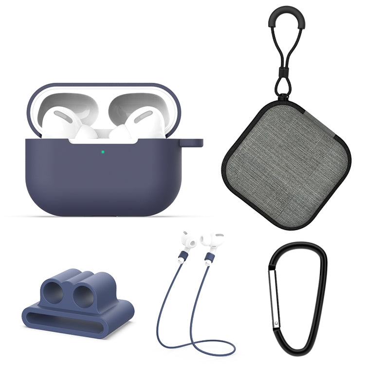For AirPods Pro 5 in 1 Silicone Earphone Protective Case + Earphone Bag + Earphones Buckle + Hook...