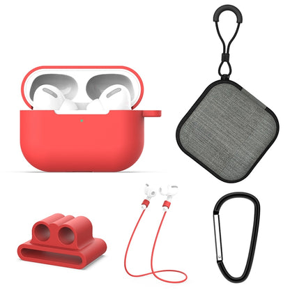 For AirPods Pro 5 in 1 Silicone Earphone Protective Case + Earphone Bag + Earphones Buckle + Hook...