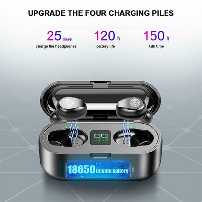 F9 TWS V5.0 Touch Control Binaural Wireless Bluetooth Headset with Charging Case and Digital Disp...