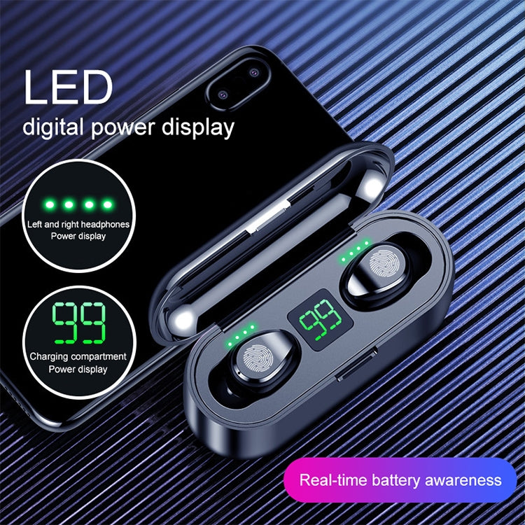 F9 TWS V5.0 Touch Control Binaural Wireless Bluetooth Headset with Charging Case and Digital Disp...