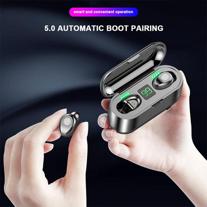 F9 TWS V5.0 Touch Control Binaural Wireless Bluetooth Headset with Charging Case and Digital Disp...