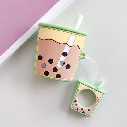 Wireless Earphones Shockproof Pearl Milk Tea Silicone Protective Case for Apple AirPods 1 / 2����...