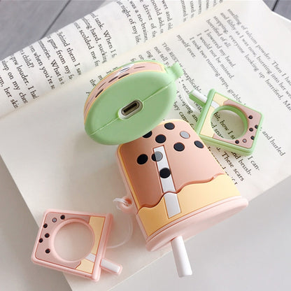 Wireless Earphones Shockproof Pearl Milk Tea Silicone Protective Case for Apple AirPods 1 / 2����...