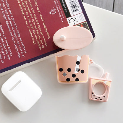 Wireless Earphones Shockproof Pearl Milk Tea Silicone Protective Case for Apple AirPods 1 / 2����...