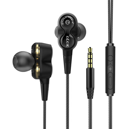 D12 1.2m Wired In Ear 3.5mm Interface Stereo Wire-Controlled HIFI Earphones Dual-motion Loop Runn...