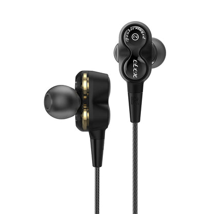 D12 1.2m Wired In Ear 3.5mm Interface Stereo Wire-Controlled HIFI Earphones Dual-motion Loop Runn...