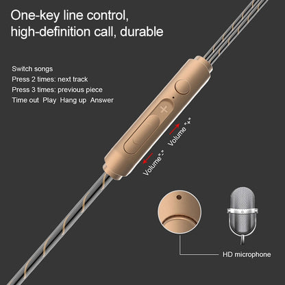 D12 1.2m Wired In Ear 3.5mm Interface Stereo Wire-Controlled HIFI Earphones Dual-motion Loop Runn...