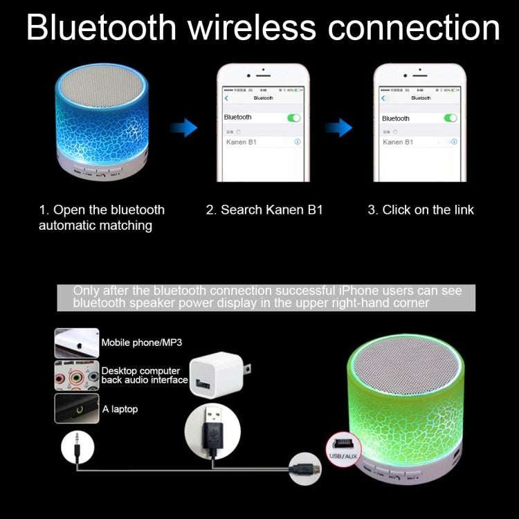 A9 Mini Glare Crack Bluetooth Speaker with LED Light