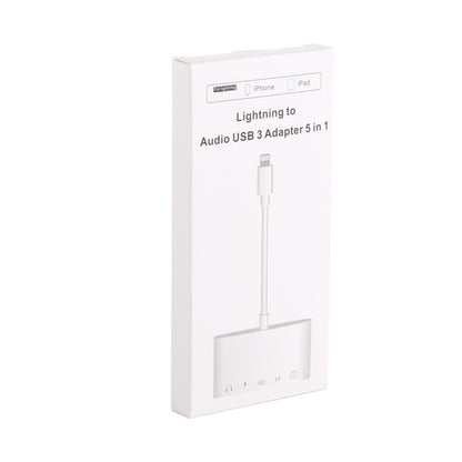 5 in 1  8 Pin to USB HUB And USB-C / Type-C And 3.5mm Earphone And SD And TF Card Reader