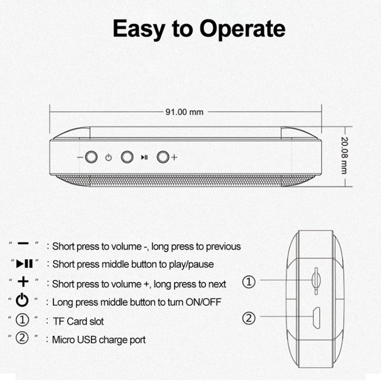 BT209 Outdoor Portable Ultra-thin Mini Wireless Bluetooth Speaker, Support TF Card & Hands-free C...