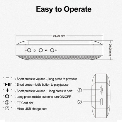 BT209 Outdoor Portable Ultra-thin Mini Wireless Bluetooth Speaker, Support TF Card & Hands-free C...