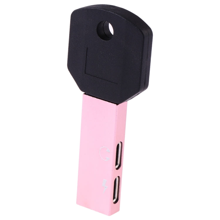 RC16 Dual 8 Pin Female to 8 Pin Male Key Shape Mini Portable Audio & Charge Adapter