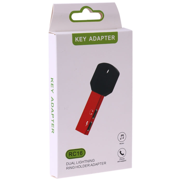 RC16 Dual 8 Pin Female to 8 Pin Male Key Shape Mini Portable Audio & Charge Adapter